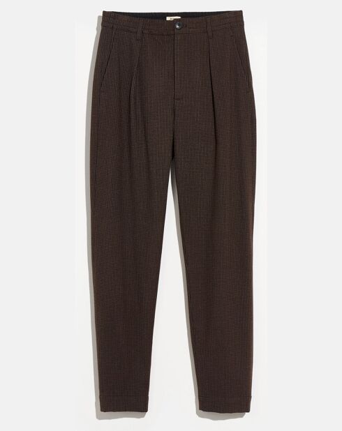 Pantalon Villa imprimé vichy marron