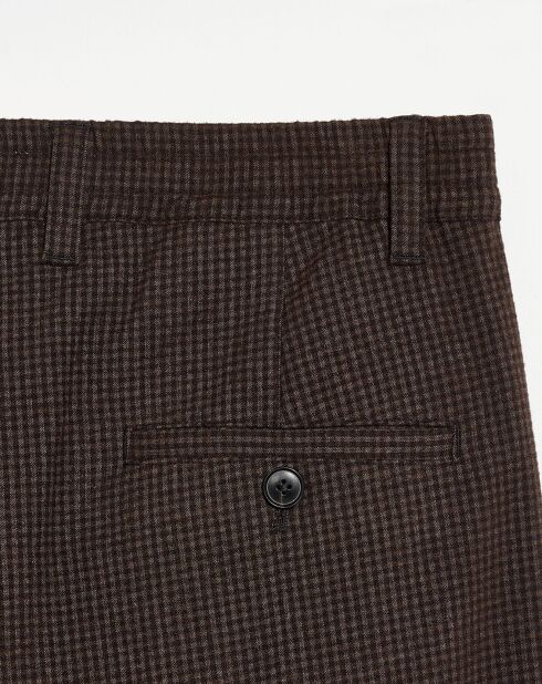 Pantalon Villa imprimé vichy marron
