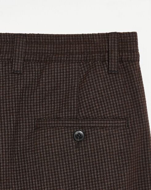 Pantalon Villa imprimé vichy marron