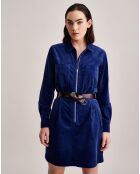 Robe en Velours milleraies Lucile bleue