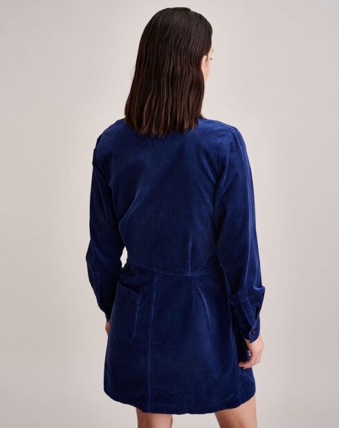 Robe en Velours milleraies Lucile bleue