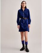 Robe en Velours milleraies Lucile bleue