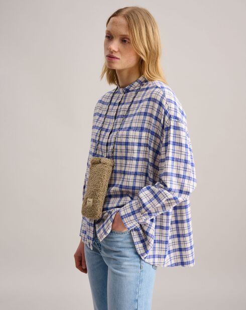 Chemise oversize en Coton & Lin Gorky à carreaux bleue