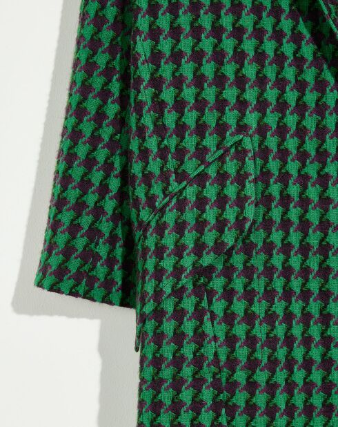 Manteau en Laine mélangée Claire pied-de-poule vert/noir