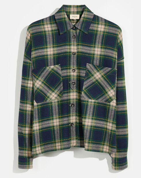 Surchemise oversize en Laine mélangée Charlize tartan marine/vert/beige