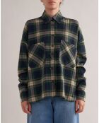 Surchemise oversize en Laine mélangée Charlize tartan marine/vert/beige