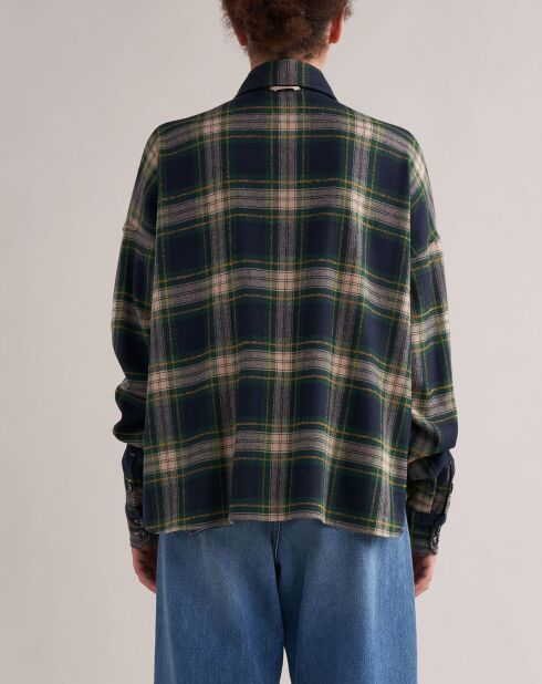 Surchemise oversize en Laine mélangée Charlize tartan marine/vert/beige