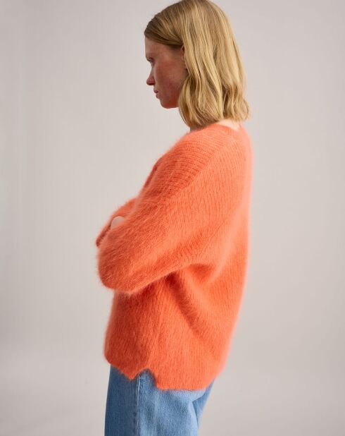 Pull oversize en Angora mélangé Dataul orange vif