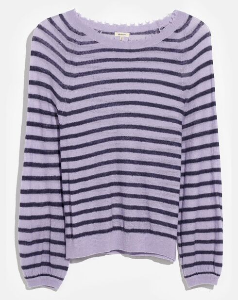 Pull oversize en Laine & Alpaga mélangés Ryben rayé violet