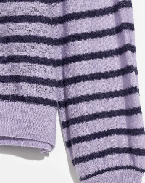 Pull oversize en Laine & Alpaga mélangés Ryben rayé violet