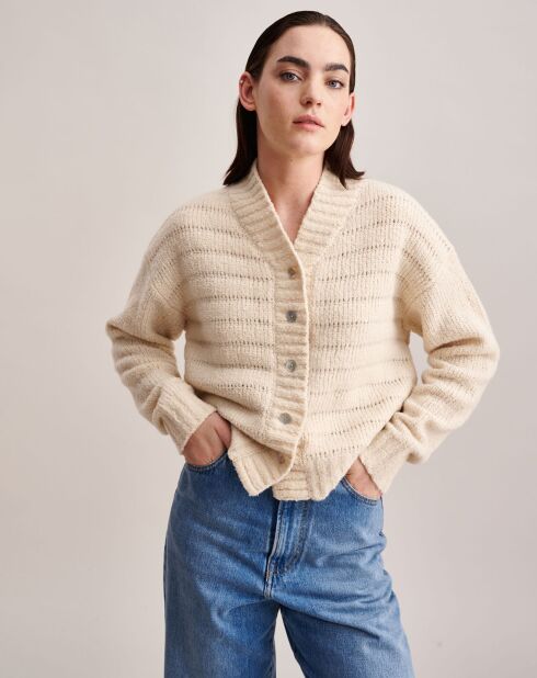 Cardigan oversize en Laine mélangée Gyel ivoire