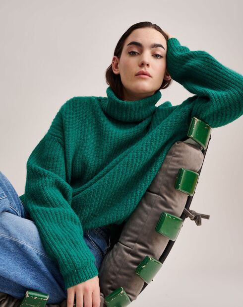 Pull oversize en Laine, Alpaga & Chanvre Garano vert