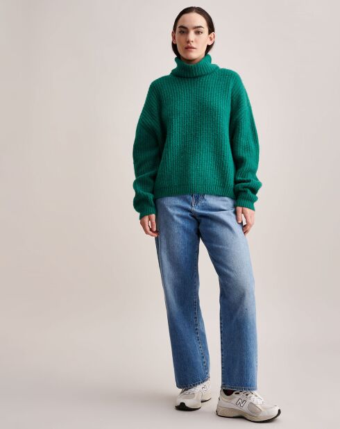 Pull oversize en Laine, Alpaga & Chanvre Garano vert