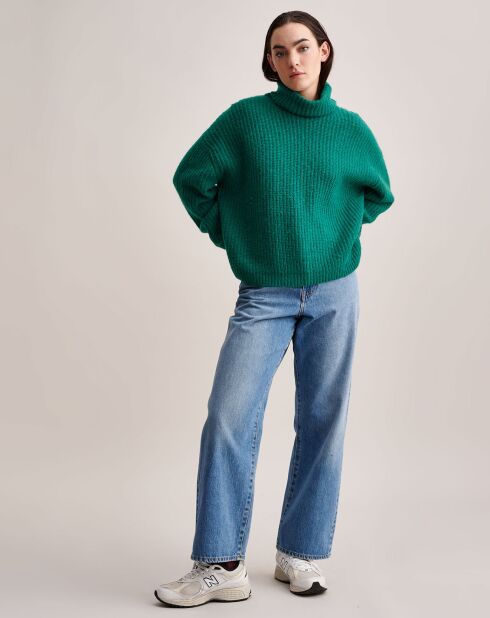 Pull oversize en Laine, Alpaga & Chanvre Garano vert