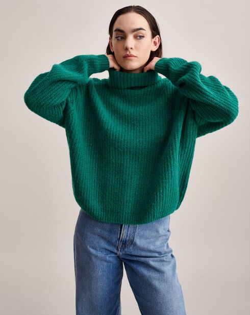 Pull oversize en Laine, Alpaga & Chanvre Garano vert