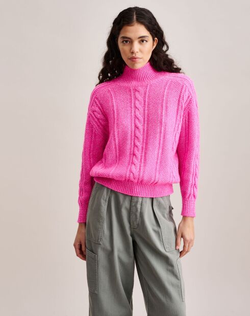 Pull oversize en Laine mélangée Nanphu rayé rose fluo