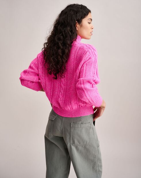 Pull oversize en Laine mélangée Nanphu rayé rose fluo