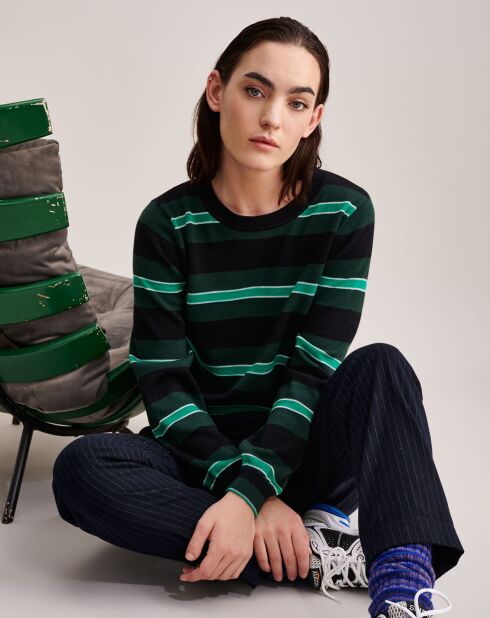 Pull en Laine mélangée Gopsy rayé vert