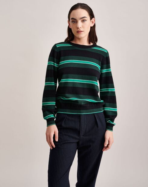 Pull en Laine mélangée Gopsy rayé vert