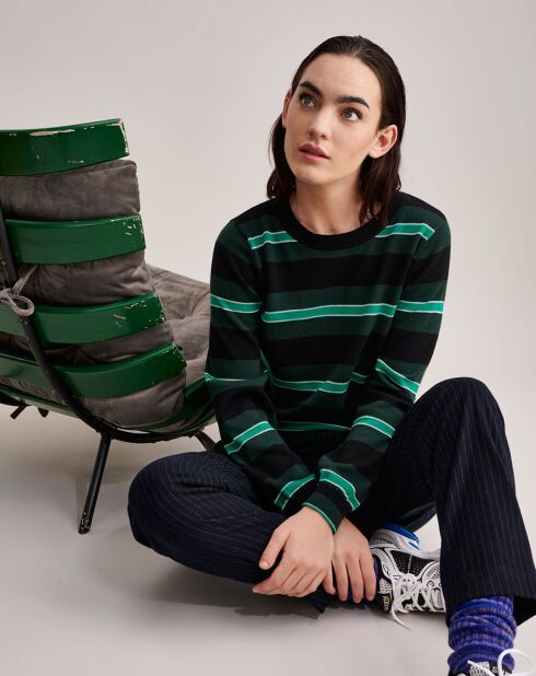 Pull en Laine mélangée Gopsy rayé vert