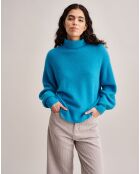 Pull oversize en Laine mélangée Duky à carreaux turquoise