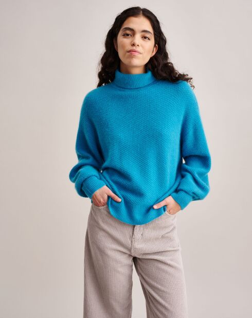 Pull oversize en Laine mélangée Duky à carreaux turquoise