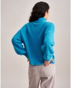 Pull oversize en Laine mélangée Duky à carreaux turquoise