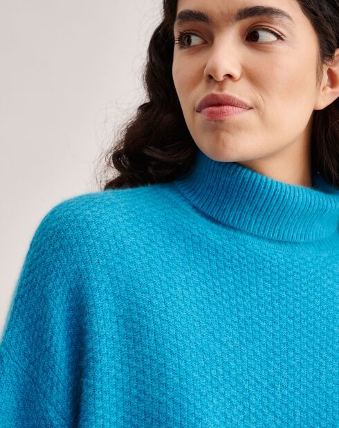 Pull oversize en Laine mélangée Duky à carreaux turquoise