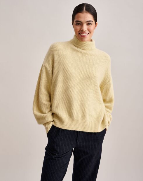 Pull oversize en Laine mélangée Duky à carreaux jaune clair