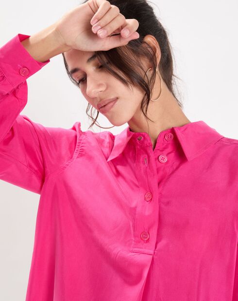 Blouse fluide 100% Soie Panos rose fuschia