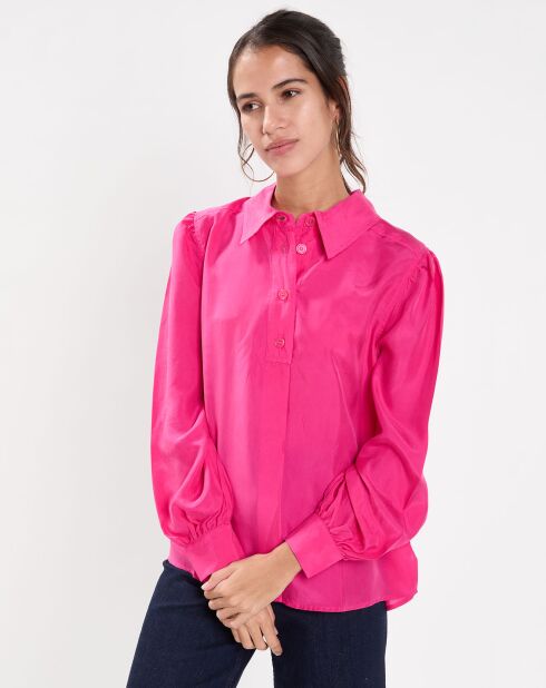 Blouse fluide 100% Soie Panos rose fuschia