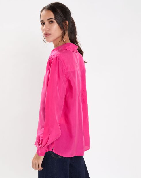 Blouse fluide 100% Soie Panos rose fuschia