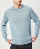 Pull en Lin & Laine vierge Nepro col rond bleu clair