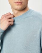 Pull en Lin & Laine vierge Nepro col rond bleu clair