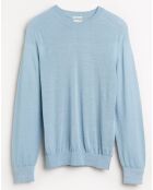 Pull en Lin & Laine vierge Nepro col rond bleu clair