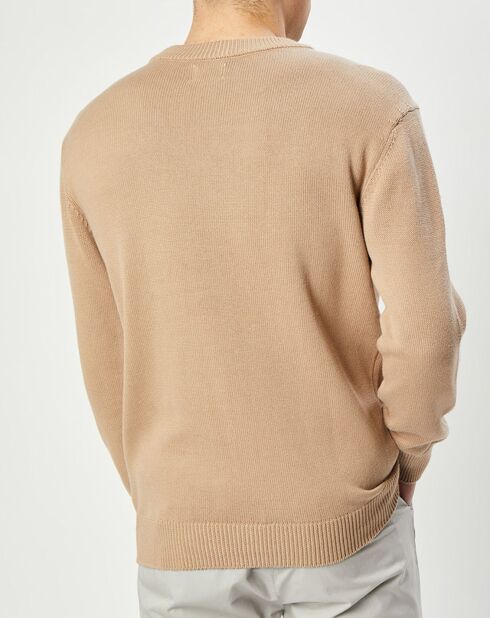 Pull en Maille de coton Rachi col rond camel