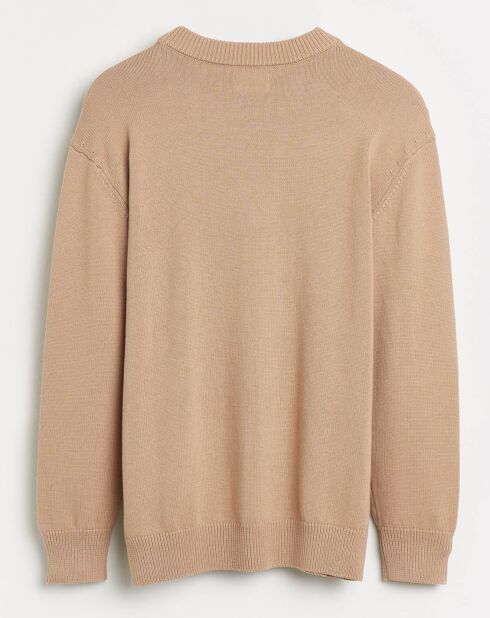 Pull en Maille de coton Rachi col rond camel