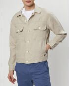 Veste 100% Lin Trucker beige clair