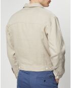 Veste 100% Lin Trucker beige clair