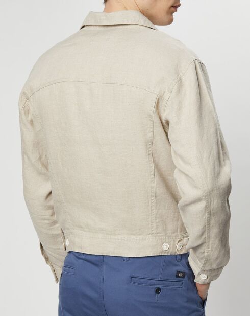 Veste 100% Lin Trucker beige clair