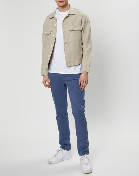 Veste 100% Lin Trucker beige clair