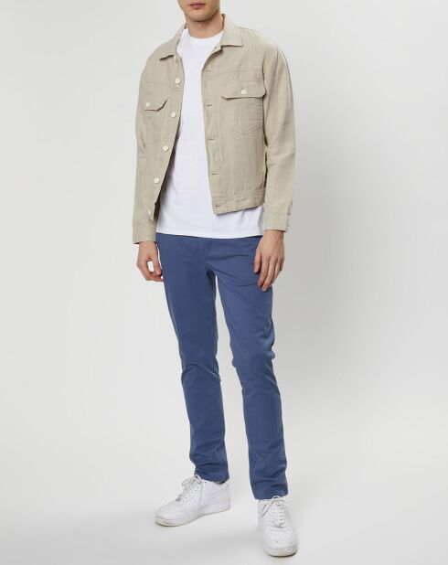 Veste 100% Lin Trucker beige clair