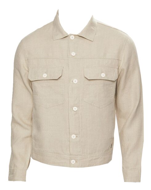 Veste 100% Lin Trucker beige clair