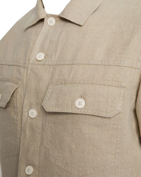 Veste 100% Lin Trucker beige clair