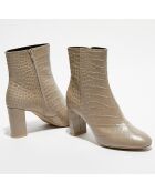 Bottines en Cuir Pheby 80 sable - Talon 8 cm