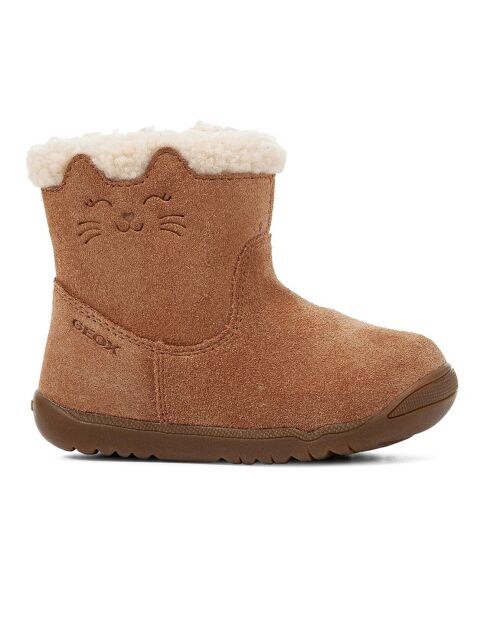 Bottines fourrées Laine en Velours de Cuir Macchia camel
