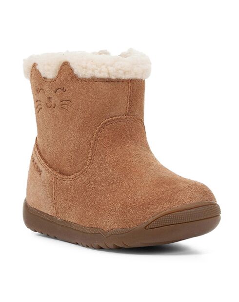 Bottines fourrées Laine en Velours de Cuir Macchia camel