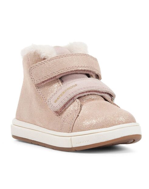 Baskets fourrées Laine en Velours de Cuir Girl roses
