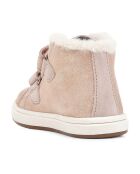 Baskets fourrées Laine en Velours de Cuir Girl roses