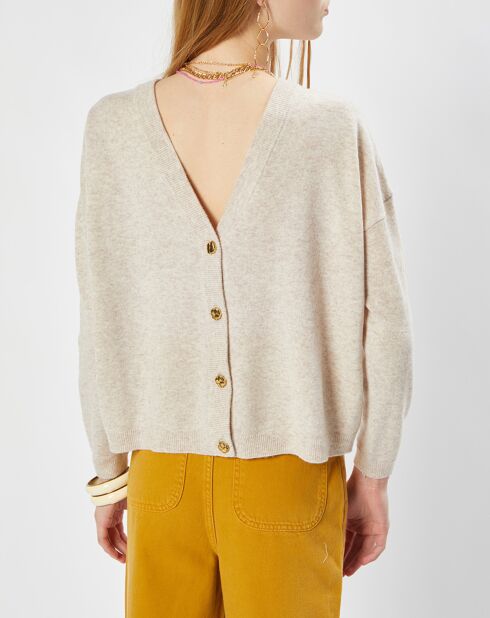 Gilet 100% Laine mérinos Col V Marianne cappuccino
